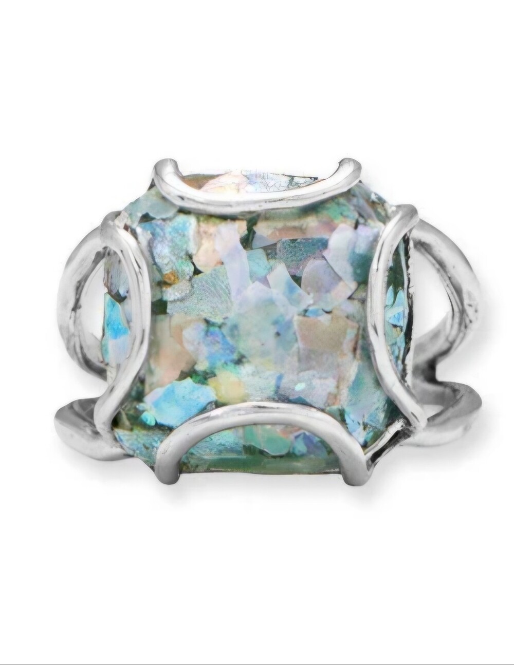 WIRE SET ROMAN GLASS RING - Picture 1 of 2